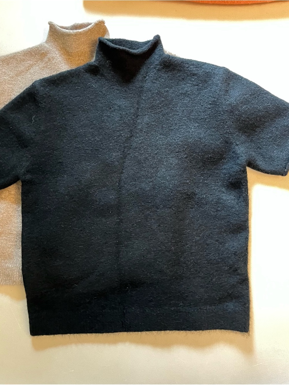 Zara short sleeve mock neck fuzzy black sweater